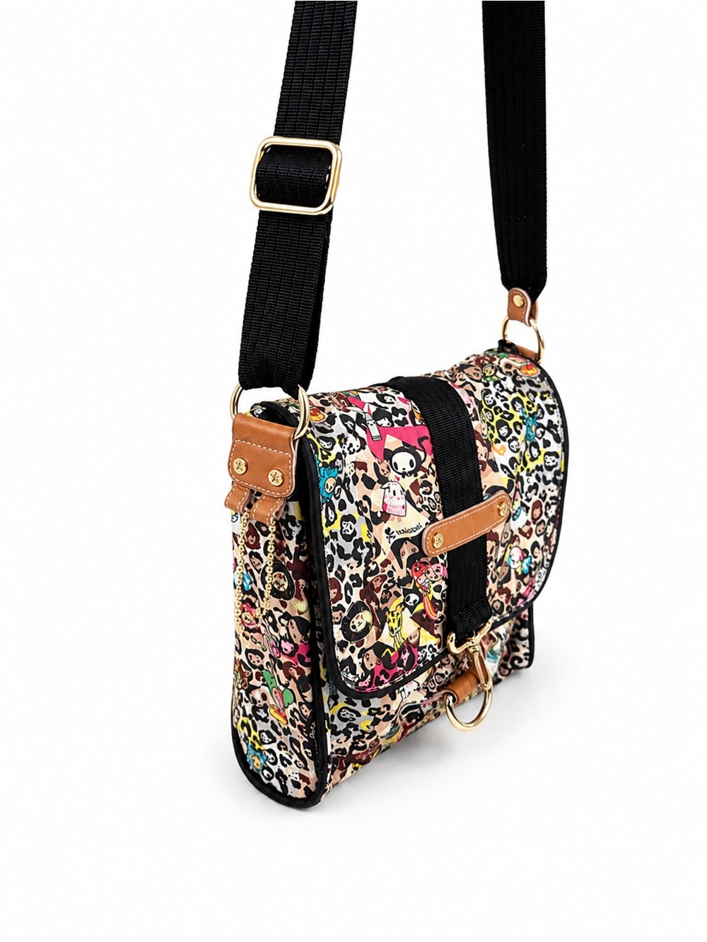 Tokidoki Multicolor Crossbody Messenger Bag Black Trim Gold Hardware - Picture 5 of 8